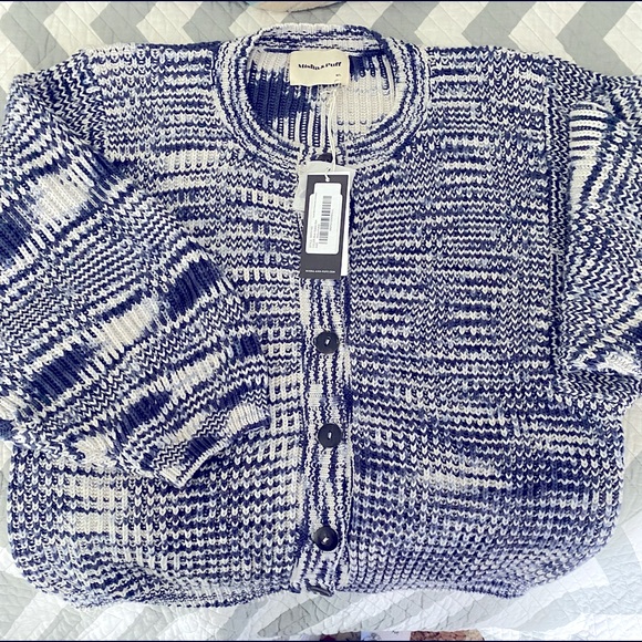 Mini Fisherman Cardigan- Blue Space Dye - Picture 4 of 6